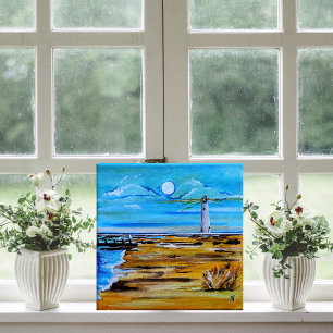 Lienzo El faro en la playa Pintura de Alfred Fox