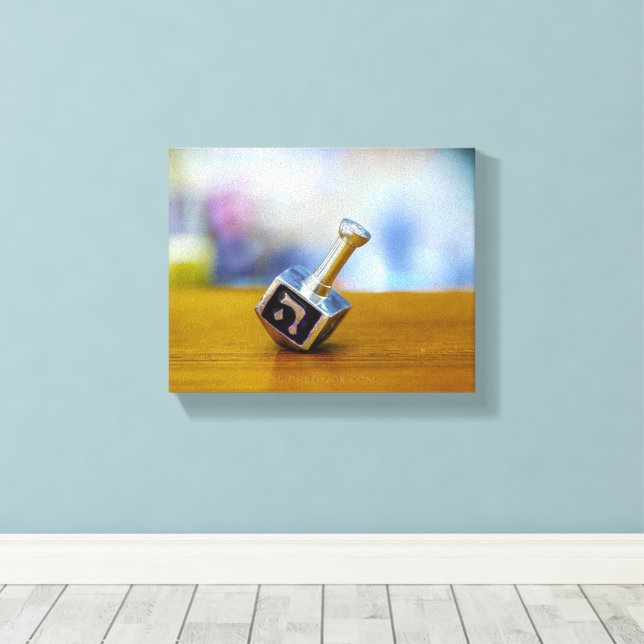 Lienzo El feliz Hanukkah de SlipperyJoe girando a cuatro  (Insitu (piso de madera))