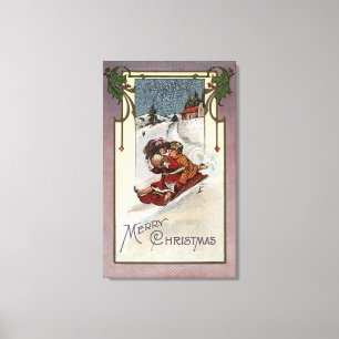 Lienzo El feliz Sledding de ChristmasCouple