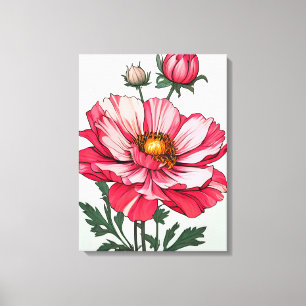 Lienzo El floreciente diseño floral rosado de la margarit