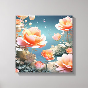 Lienzo El florecimiento de los lirios de agua con burbuja