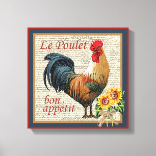 Lienzo El gallo de campo francés Le Poulet y Bon Appetit