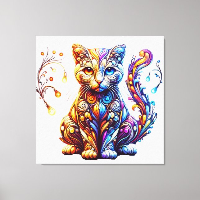 Lienzo El gato brillante vibrante (Anverso)