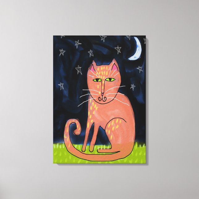 Lienzo El gato en la luna Resumen de pintura (Anverso)