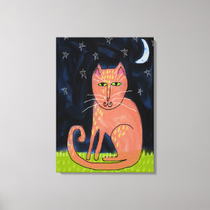 Lienzo El gato en la pintura abstracta de la luna