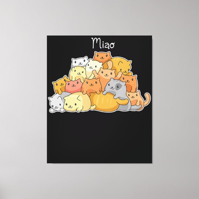 Lienzo El Gato Kawaii Anime Japonés Cute A Los Amantes Y  (Anverso)