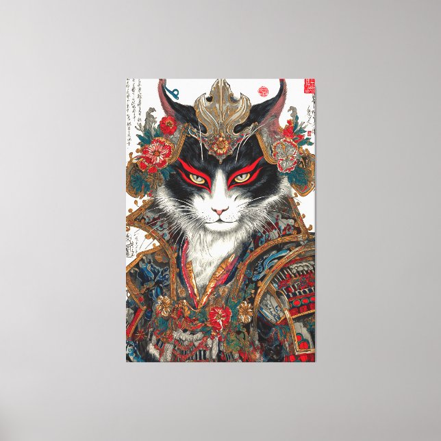 Lienzo El gato Ronin | Guerrero de Ukiyo-e Samurai (Anverso)