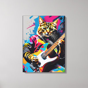 Lienzo El gato toca la guitarra, el graffiti de rock