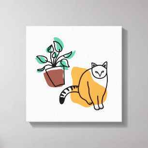 Lienzo El gato y la planta