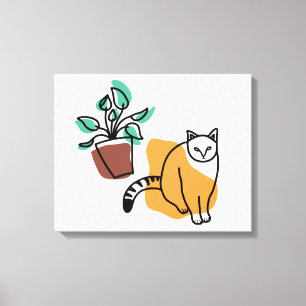 Lienzo El gato y la planta
