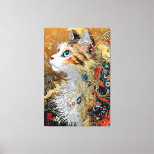 Lienzo El gato zen   Ukiyo-e japonés vintage