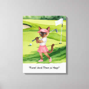 Lienzo El golfista está en el green para amantes del gato