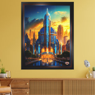 Lienzo El Gran Art Decó Blue Plaza Pavillon de Xzendor7