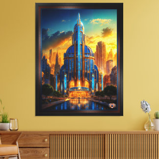 Lienzo El Gran Art Decó Blue Plaza Pavillon de Xzendor7