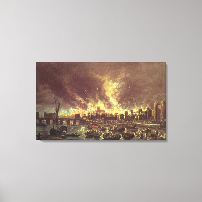 Lienzo El gran incendio de Londres, 1666 (Anverso)