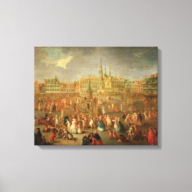 Lienzo El Gran Lugar durante el Mardi Gras, Cambrai, 1765 (Anverso)