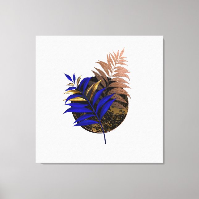 Lienzo El helecho azul en círculo negro (Anverso)