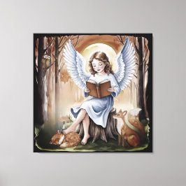 Lienzo El hermoso Ángel de la Guardia leyendo la historia