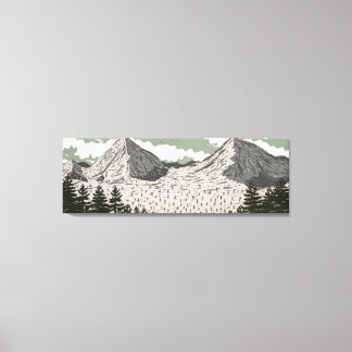 Lienzo El hermoso paisaje invernal de esquí