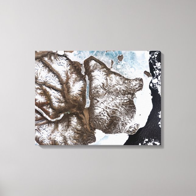 Lienzo El hielo marino bordea la costa este de Groenlandi (Anverso)