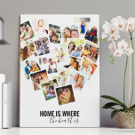 Lienzo El hogar del Collage de fotos del corazón es donde<br><div class="desc">Crea tu propio collage de fotos en forma de corazón. El diseño está escrito con las palabras "el hogar es donde está el corazón" y la plantilla de fotos está configurada para que añadas 20 de tus fotos favoritas. Tus fotos se muestran en forma cuadrada, de instagram con marcos de...</div>