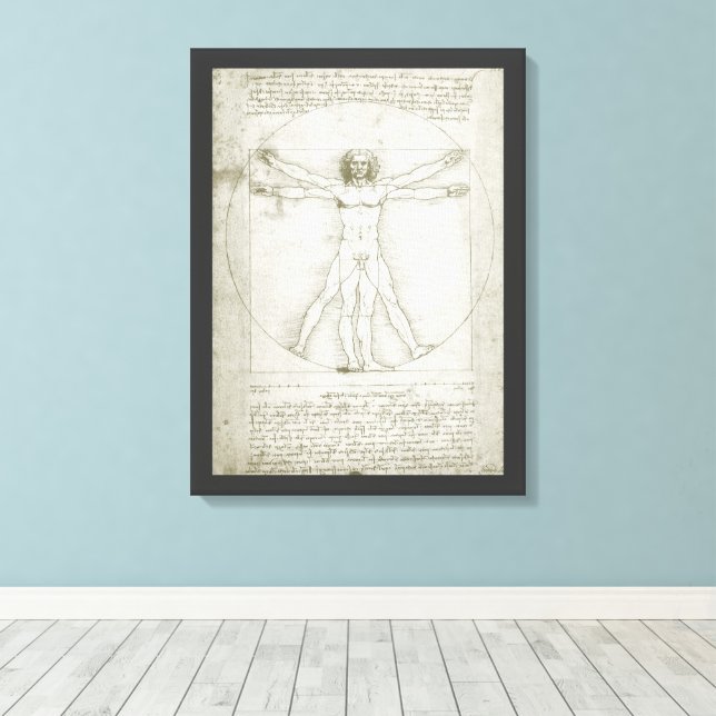 Lienzo El hombre de Vitruvio de Leonardo da Vinci (Insitu (piso de madera))