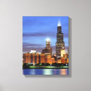Lienzo El horizonte de Chicago del planetario de Adler