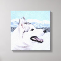 El Husky Siberiano (Plata y Blanco) Pintura de art
