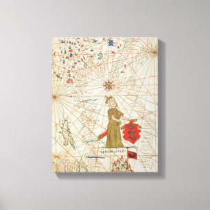 Lienzo El imperio turco, de un atlas náutico, 1646