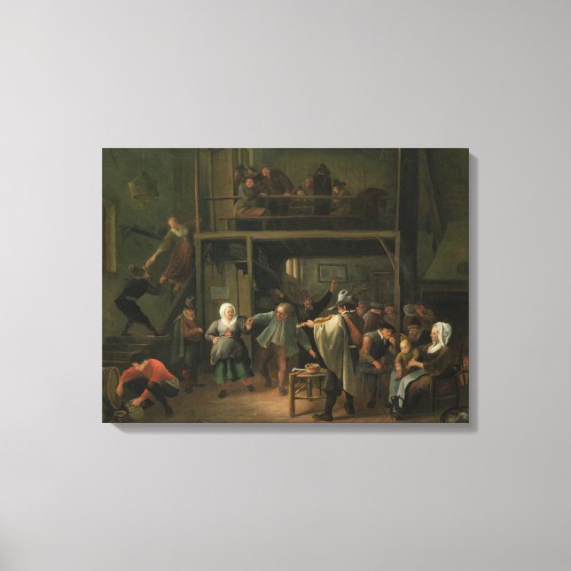 Lienzo El interior de una taberna con una pareja bailando (Anverso)