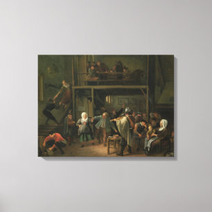 Lienzo El interior de una taberna con una pareja bailando