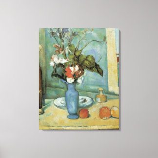 Lienzo El jarrón azul (Flores y frutas) de Paul Cézanne