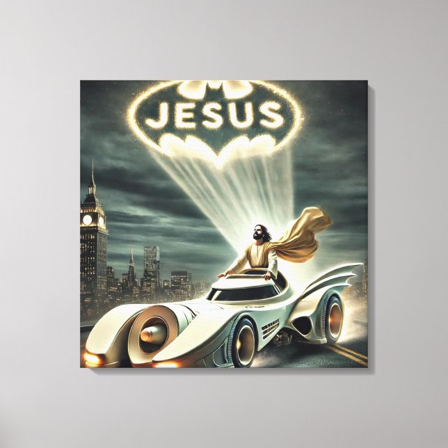 Lienzo El Jesusmobile: El salvador de la noche (Anverso)