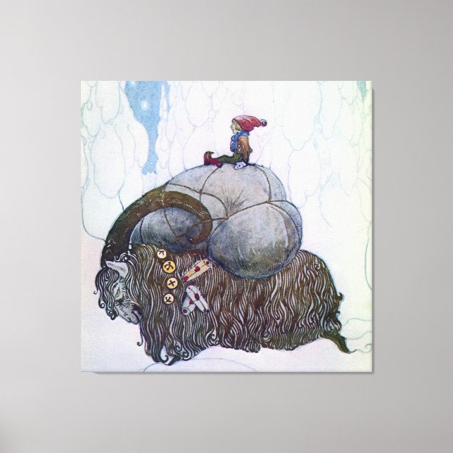 Lienzo “El Julbock” Cabra de Navidad por John Bauer (Anverso)