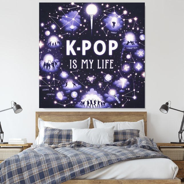 Lienzo El K-pop es mi vida flotando entre las estrellas (Insitu(Dormitorio))