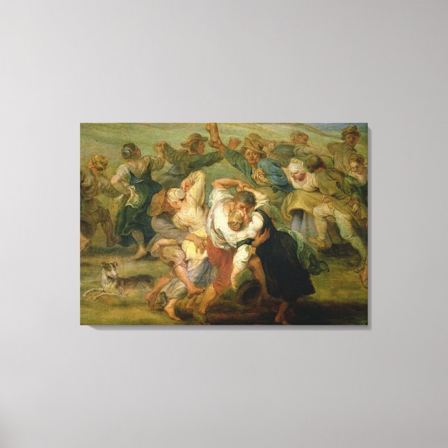 Lienzo El Kermesse, detalle de los campesinos bailando, c (Anverso)