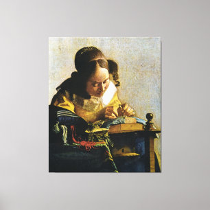 Lienzo El Lacemaker de Juan Vermeer (circa 1670)