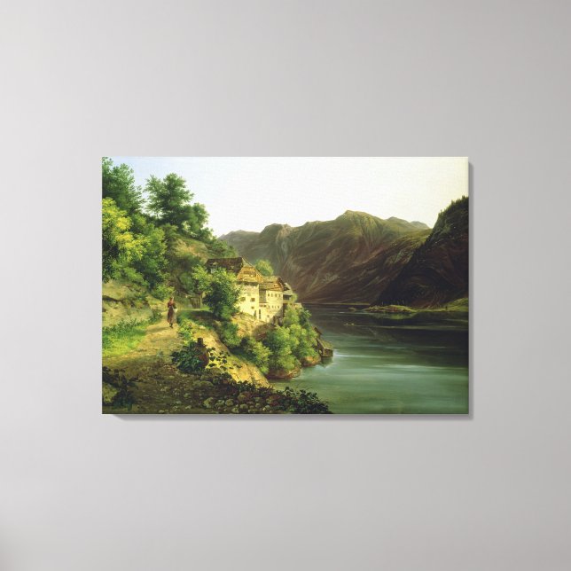 Lienzo El lago Hallstatter, 1824 (petróleo sobre lienzo) (Anverso)