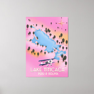 Lienzo El lago Titicaca, perú, el mapa de viajes de Boliv