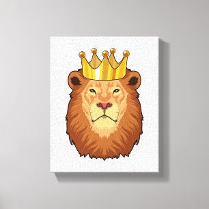 Lienzo El león como rey con corona