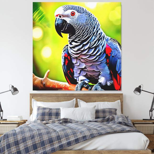 Lienzo El loro gris africano hablando (Insitu(Dormitorio))