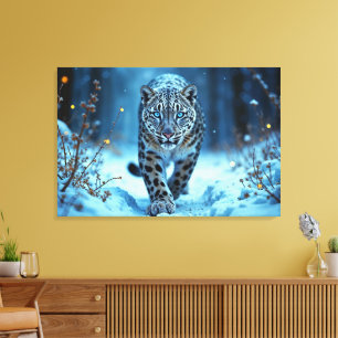 Lienzo El majestuoso depredador de ojos azules del leopar