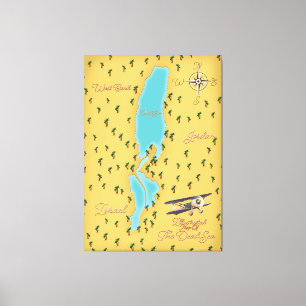 Lienzo El mapa antiguo del Mar Muerto