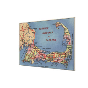 Lienzo El mapa auto de los turistas de Cape Cod