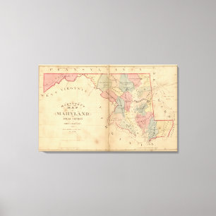 Lienzo El mapa de Martenet de Maryland, edición del atlas