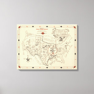 Lienzo El mapa de un Texan de los Estados Unidos (de