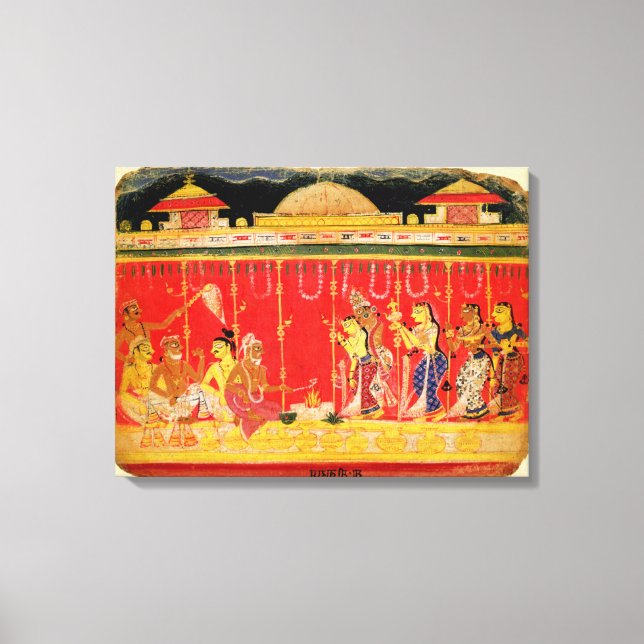 Lienzo El matrimonio de padres de Krishna, de una dispers (Anverso)