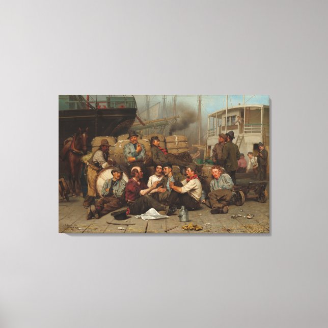 Lienzo El mediodía de los obreros portuarios (Anverso)