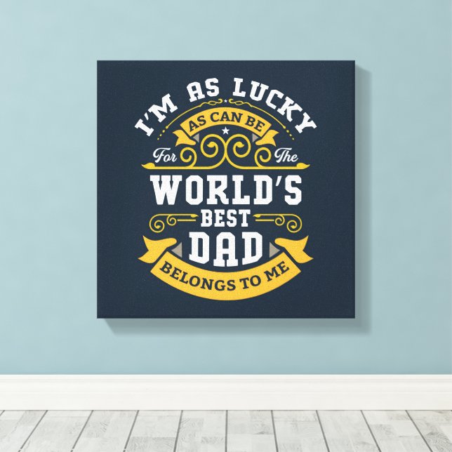 Lienzo El mejor papá del mundo del Naranja blanco azul (Insitu (piso de madera))