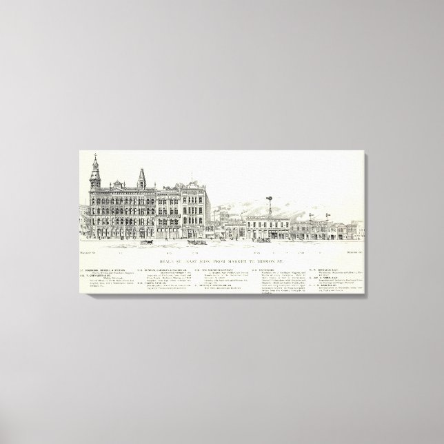 Lienzo El mercado y la misión de la Beale East side (Anverso)